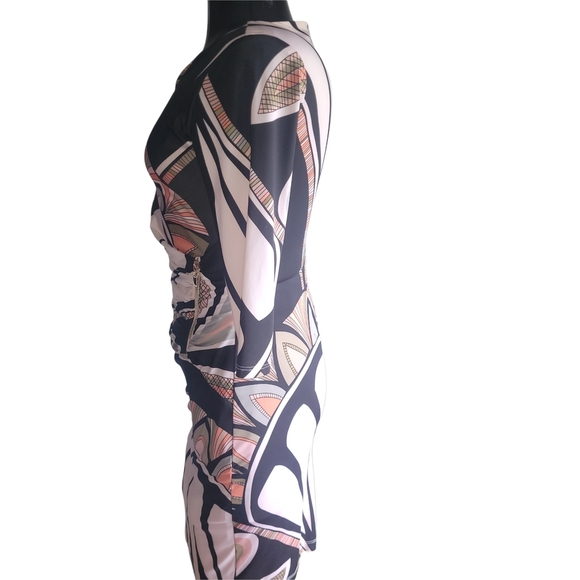 Frank Lyman Pink and Black Patterned Sheath Dress 8 - Picture 4 of 5